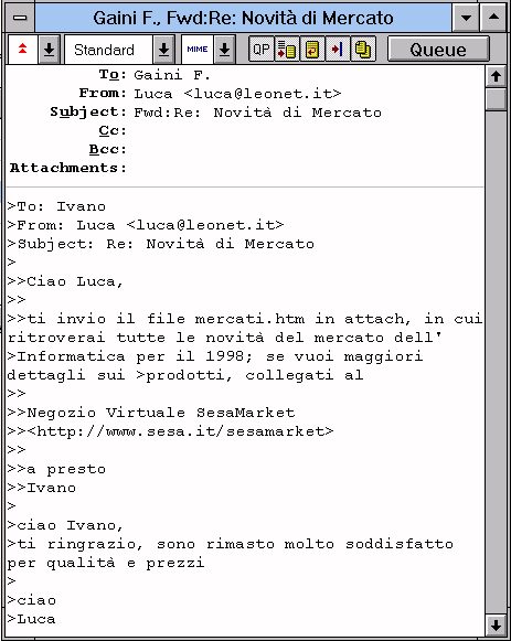 Forwarding di un massaggio ad una terza persona
